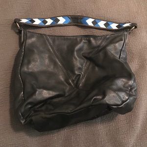 Jessica Simpson black hobo bag blue Chevron strap